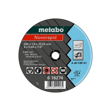 METABO Vágókorong 230x1,9x22,23 Inox Novorapid  616274000